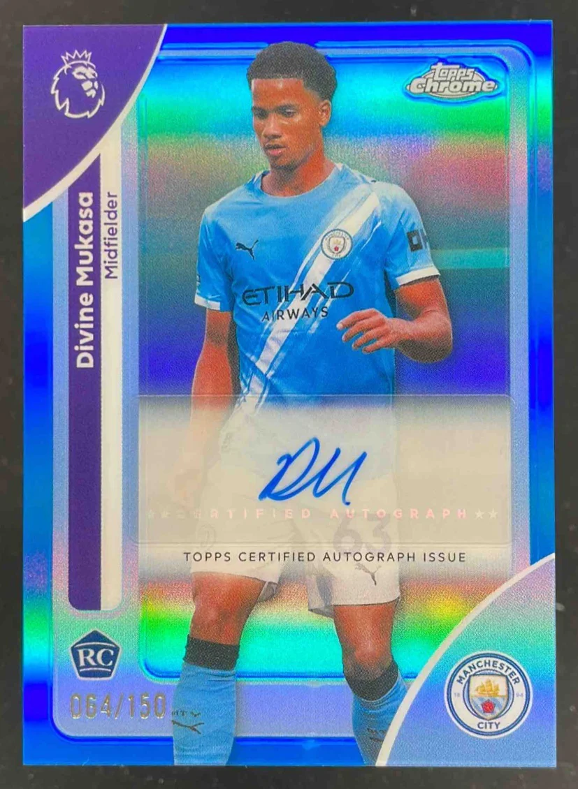 2026 Topps Chrome Premier League Chrome Blue #CA-DM Divine Mukasa RC Auto /150