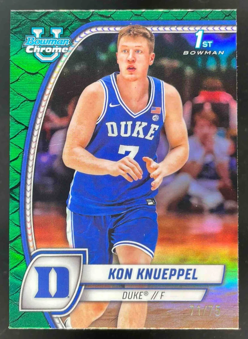 2024-25 Bowman University Chrome Reptilian Green Refractor #48 Kon Knueppel /75
