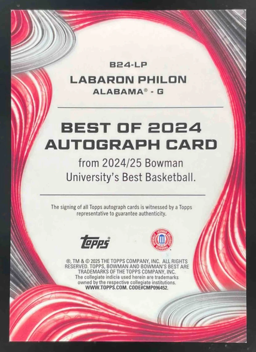 2024 Bowman's Best University Best of 2024 Geometric #B24-LP Labaron Philon Auto - Image 2