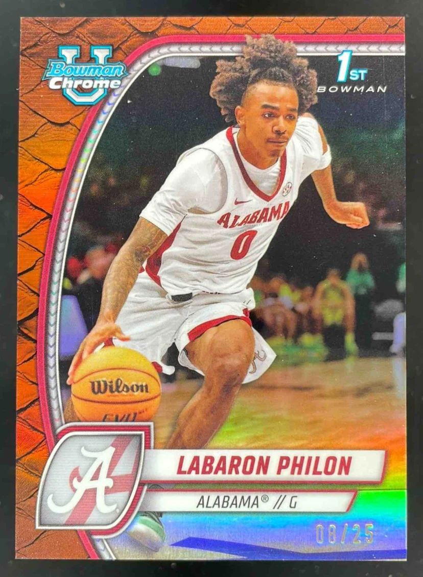 2024-25 Bowman University Chrome Reptilian Orange #49 Labaron Philon /25