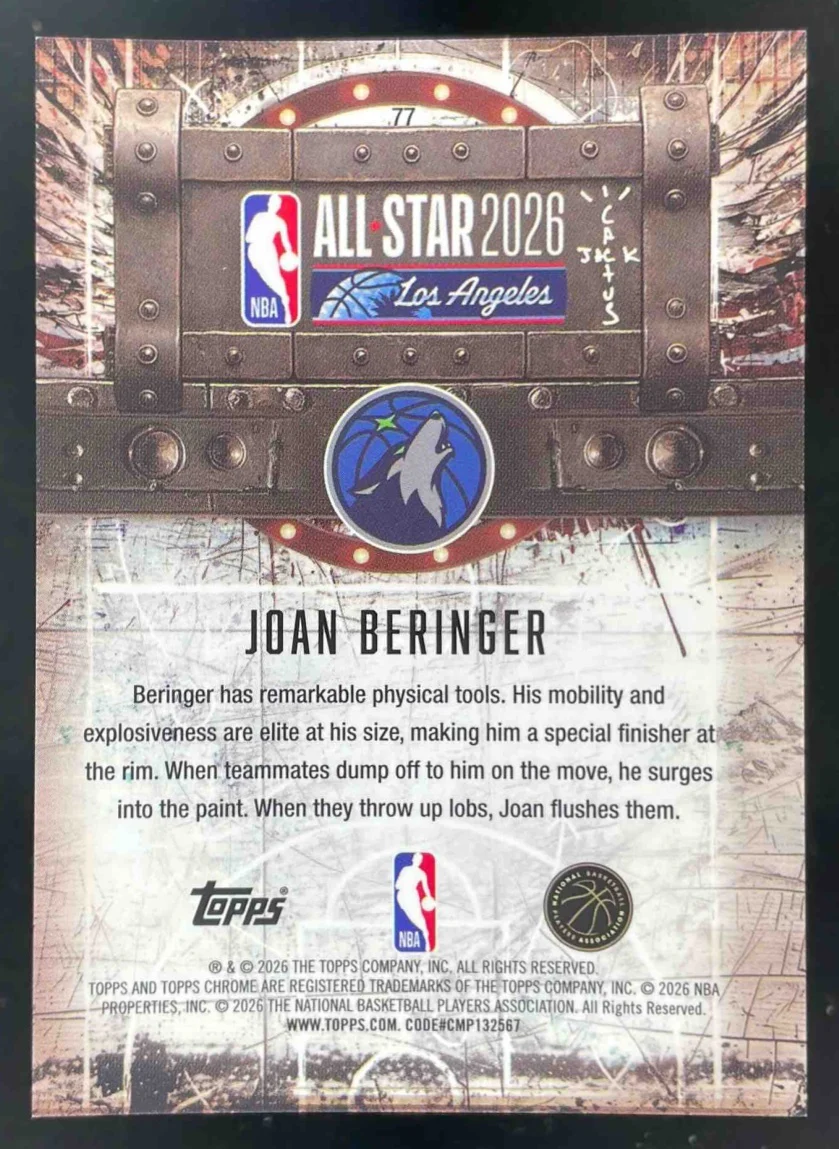 2025-26 Topps Chrome Cactus Jack NBA All-Star Orange #77 Joan Beringer RC /50 - Image 2