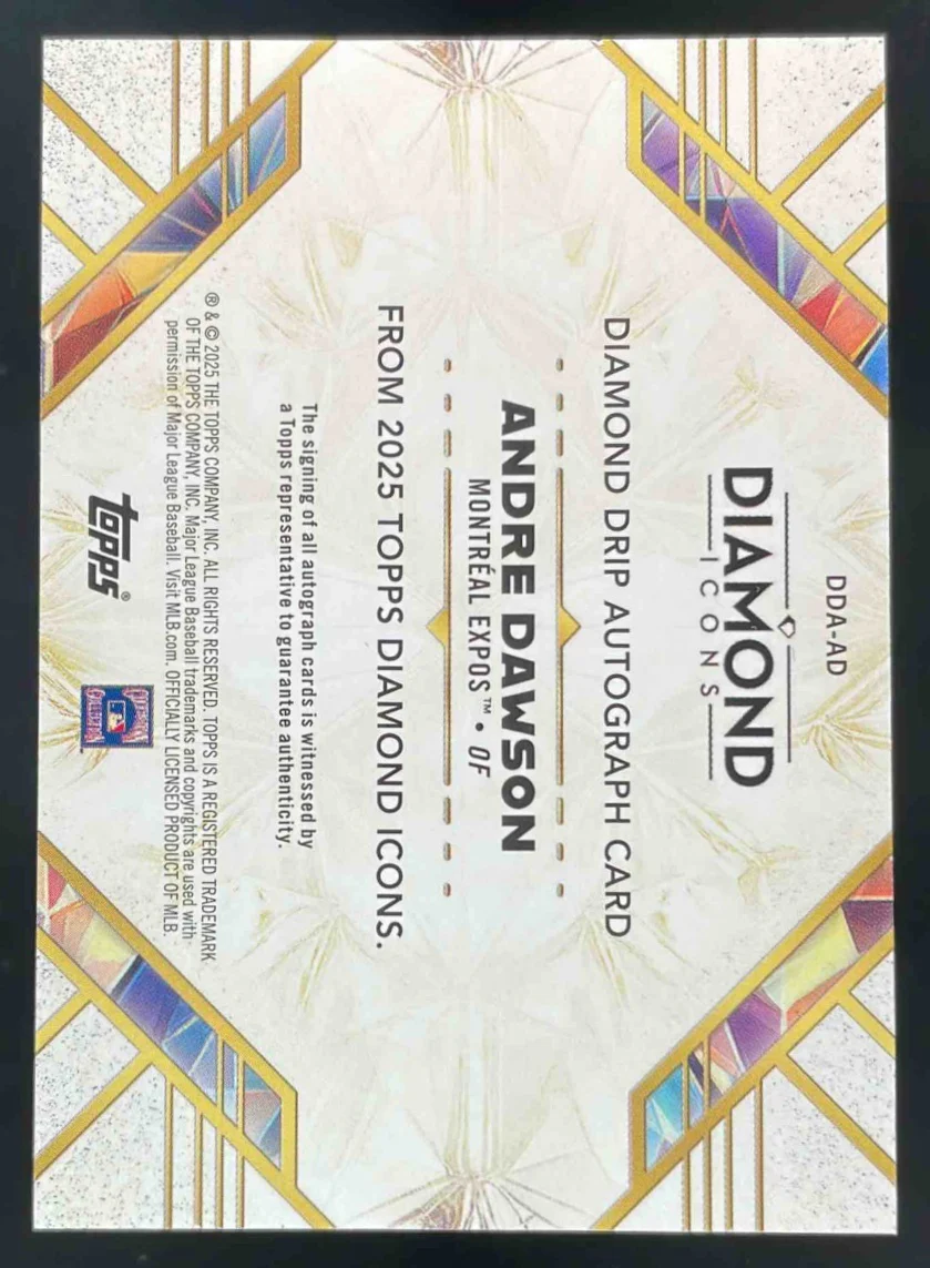 2025 Topps Diamond Icons Diamond Drip Black #DDA-AD Andre Dawson Auto /10 - Image 2