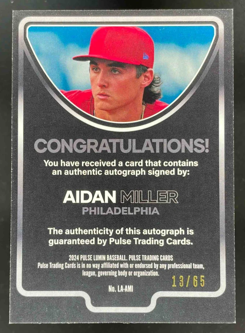 2024 Pulse Futures Edition Exclusive Autograph Red #PF-AM Aidan Miller Auto /65 - Image 2
