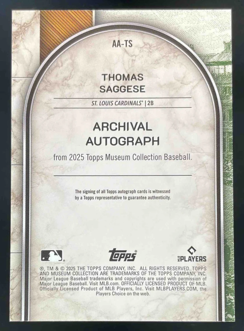 2025 Museum Collection Archival #AA-TS Thomas Saggese RC Auto /199 - Image 2