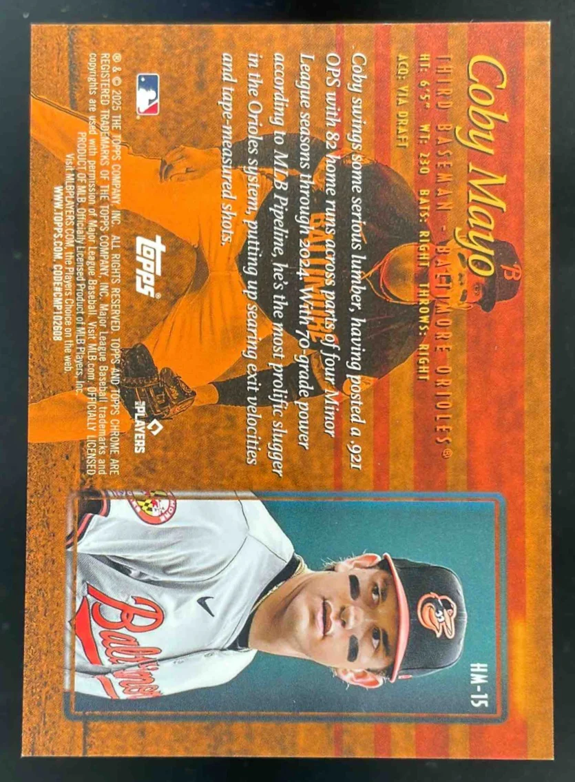 2025 Topps Chrome Hobby Masters #HM-15 Coby Mayo - Image 2