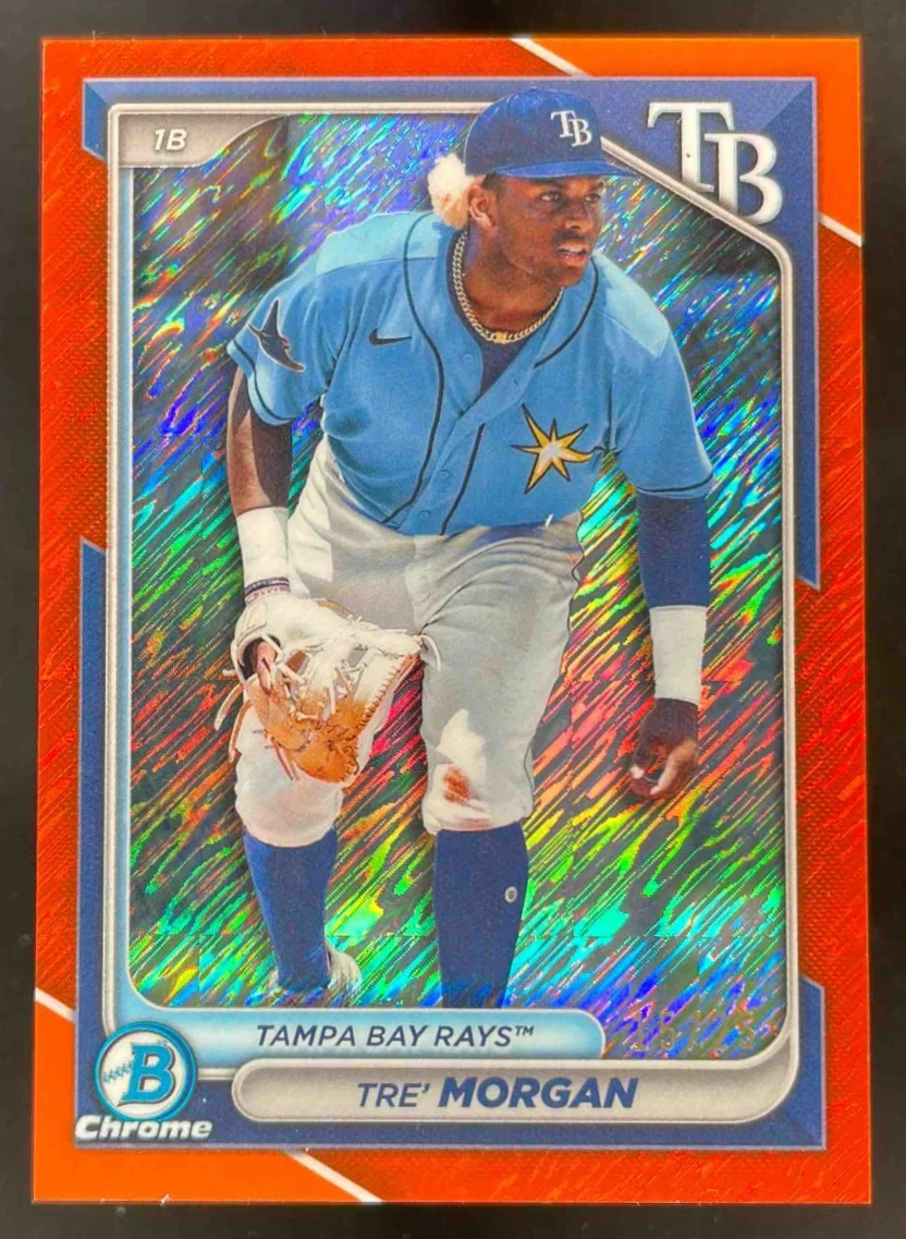 2024 Bowman Chrome Prospects Orange Shimmer Refractors #BCP-126 Tre Morgan /25