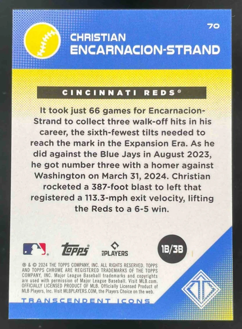 2024 Topps Transcendent Collection Orange Christian Encarnacion-Strand RC /25 - Image 2