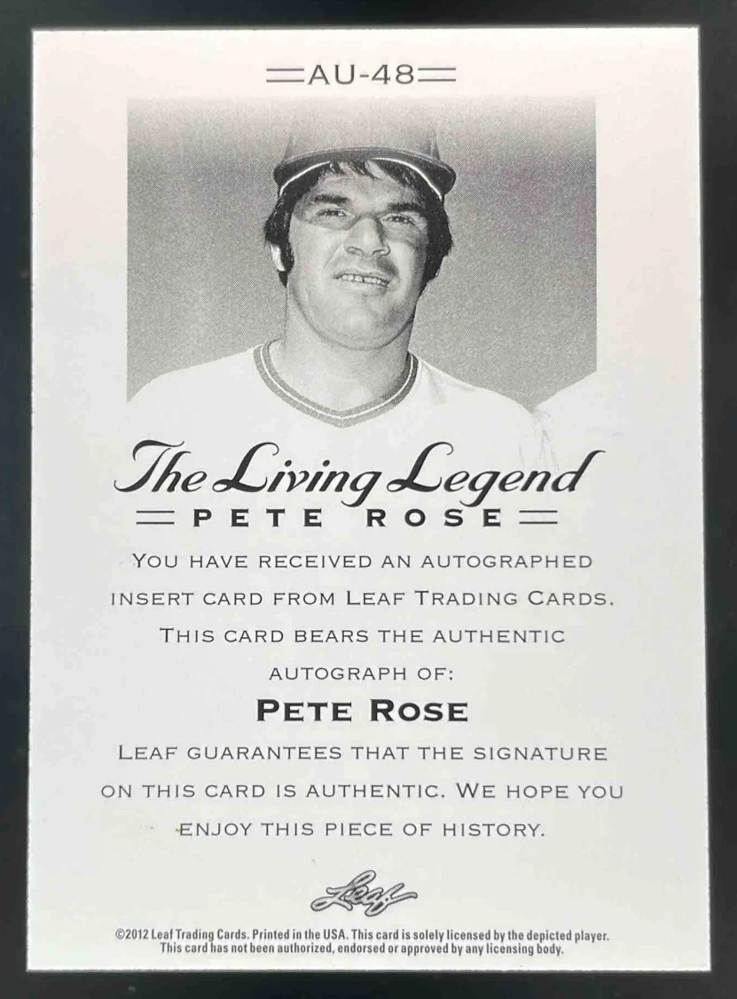 2012 Leaf Pete Rose The Living Legend Autographs #AU-48 Pete Rose Auto - Image 2
