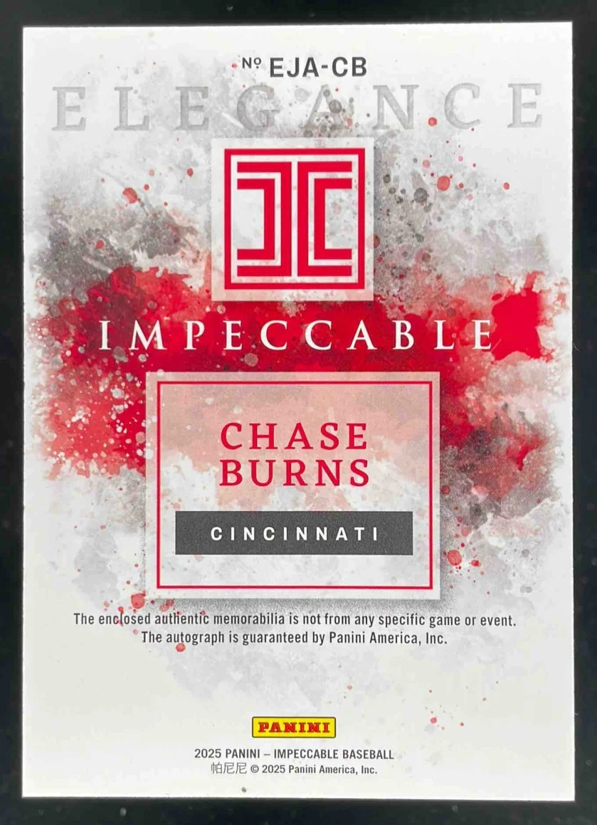 2025 Impeccable Elegance Jersey Holo Silver #EJA-CB Chase Burns Auto /25 - Image 2