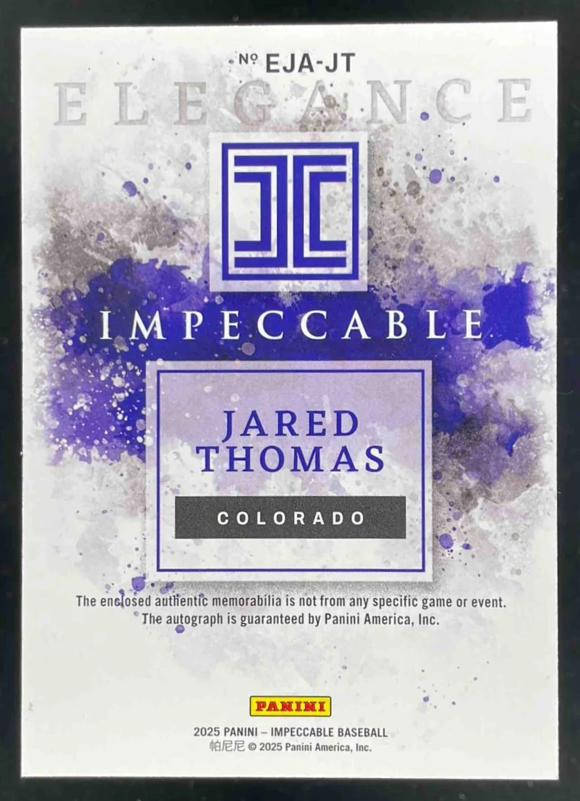 2025 Impeccable Elegance Jersey Holo Silver #EJA-JT Jared Thomas Auto /25 - Image 2