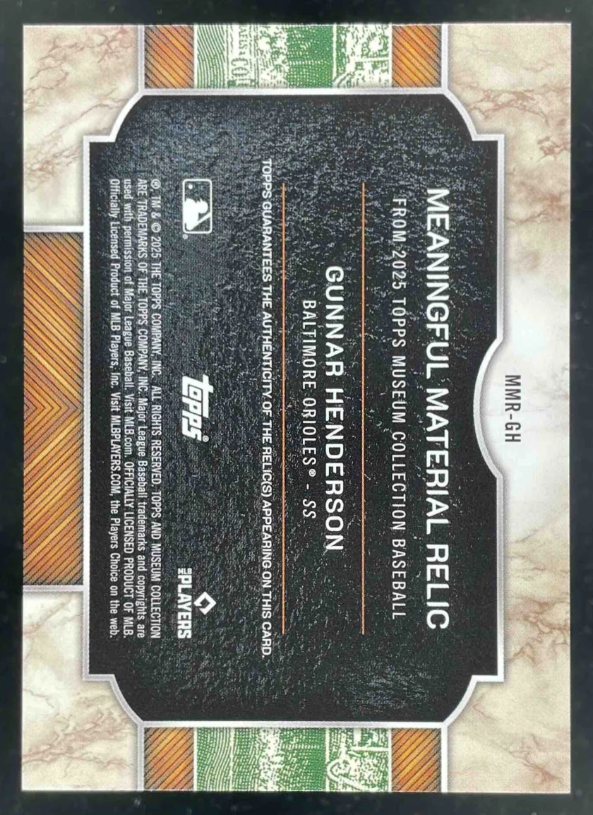 2025 Museum Collection Meaningful Material Relic Sapphire Gunnar Henderson /35 - Image 2