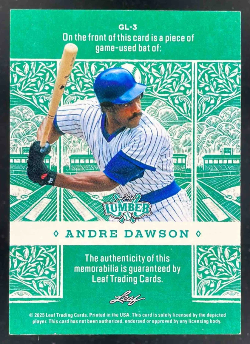 2025 Leaf Lumber Game Used Lumber Bronze #GL-3 Andre Dawson /35 - Image 2