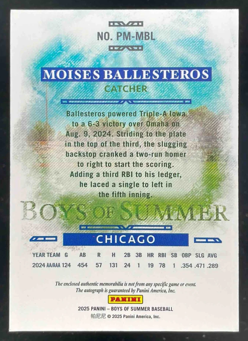 2025 Boys of Summer Material Red #PM-MBL Moises Ballesteros Auto /75 - Image 2