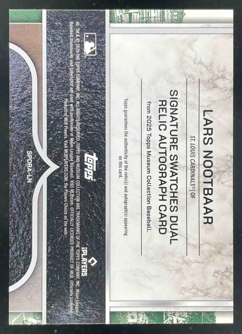 2025 Museum Collection Swatches Dual Relic #SPDRA-LN Lars Nootbaar Auto /199 - Image 2
