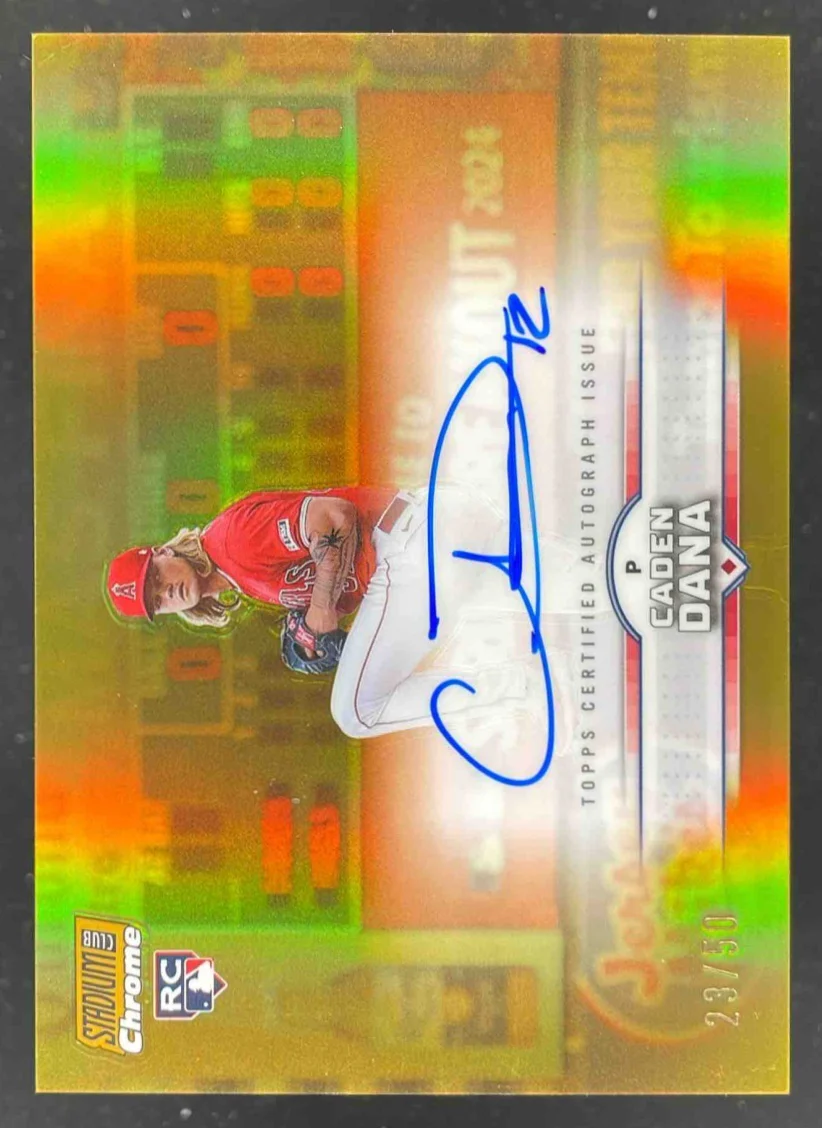 2025 Topps Stadium Club Chrome Gold #SCCA-CD Caden Dana RC Auto /50