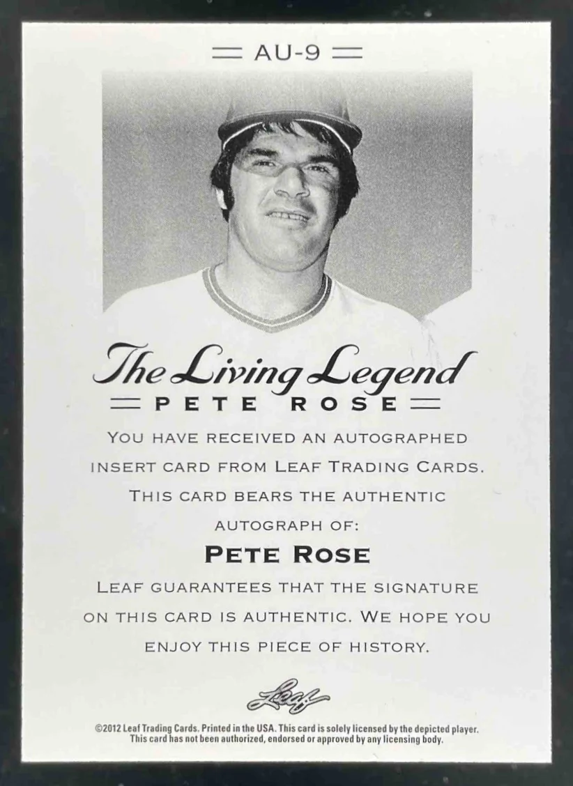 2012 Leaf Pete Rose The Living Legend Autographs #AU-9 Pete Rose Auto - Image 2