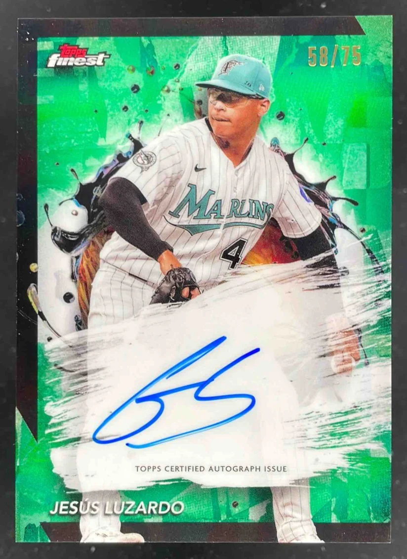 2024 Topps Finest Autographs Green Refractor #FA-JLU Jesus Luzardo Auto /75