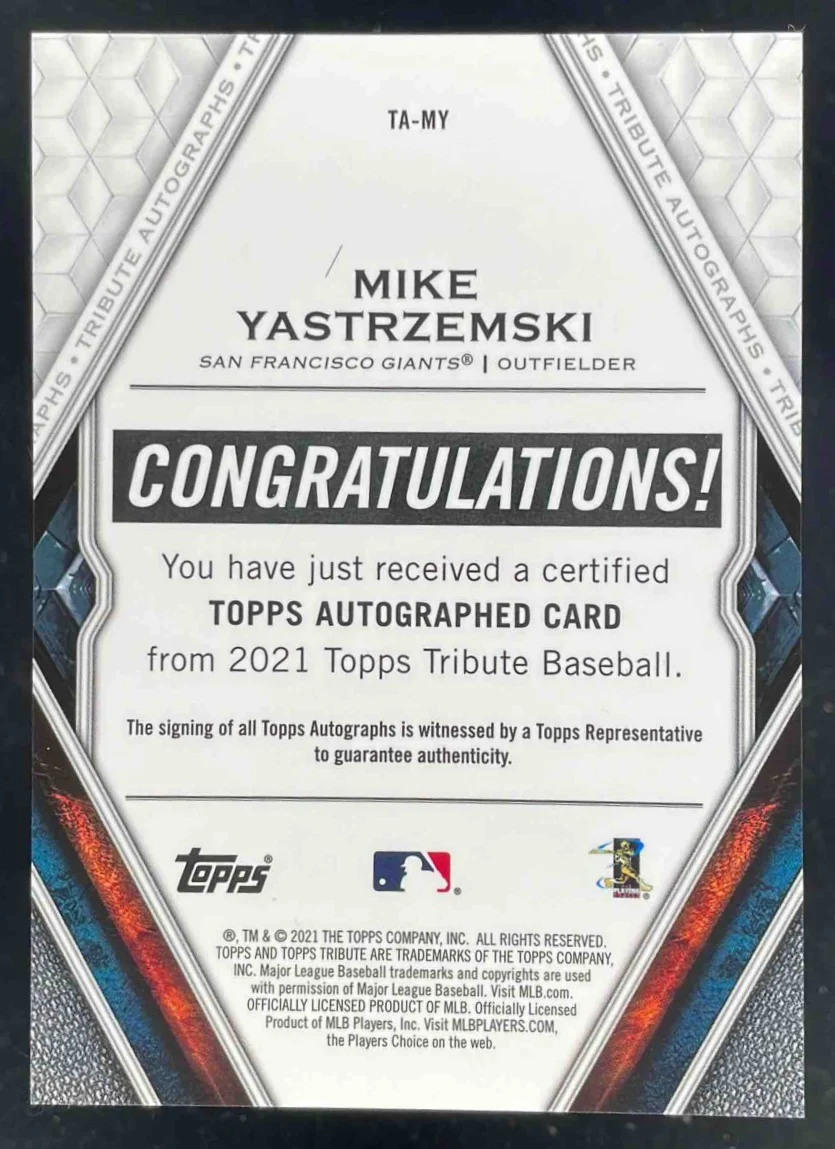 2021 Topps Tribute Autographs #TA-MY Mike Yastrzemski Auto /199 - Image 2