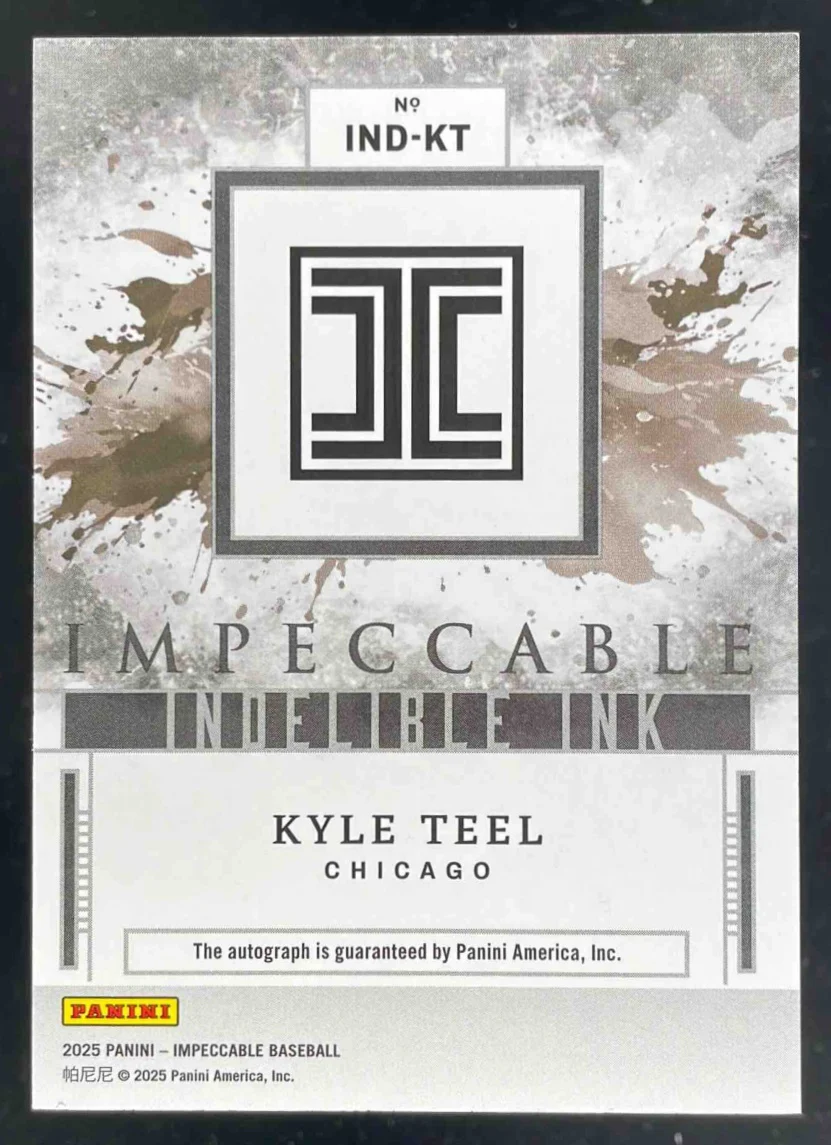 2025 Panini Impeccable Indelible Ink Holo Silver #IND-KT Kyle Teel Auto /25 - Image 2