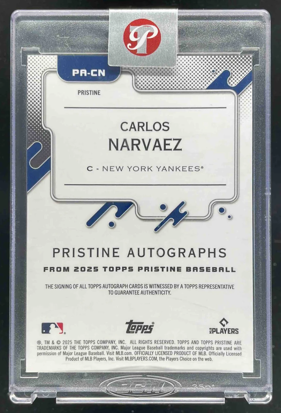 2025 Topps Pristine Pristine Green Pristine #PA-CN Carlos Narvaez Auto /150 - Image 2