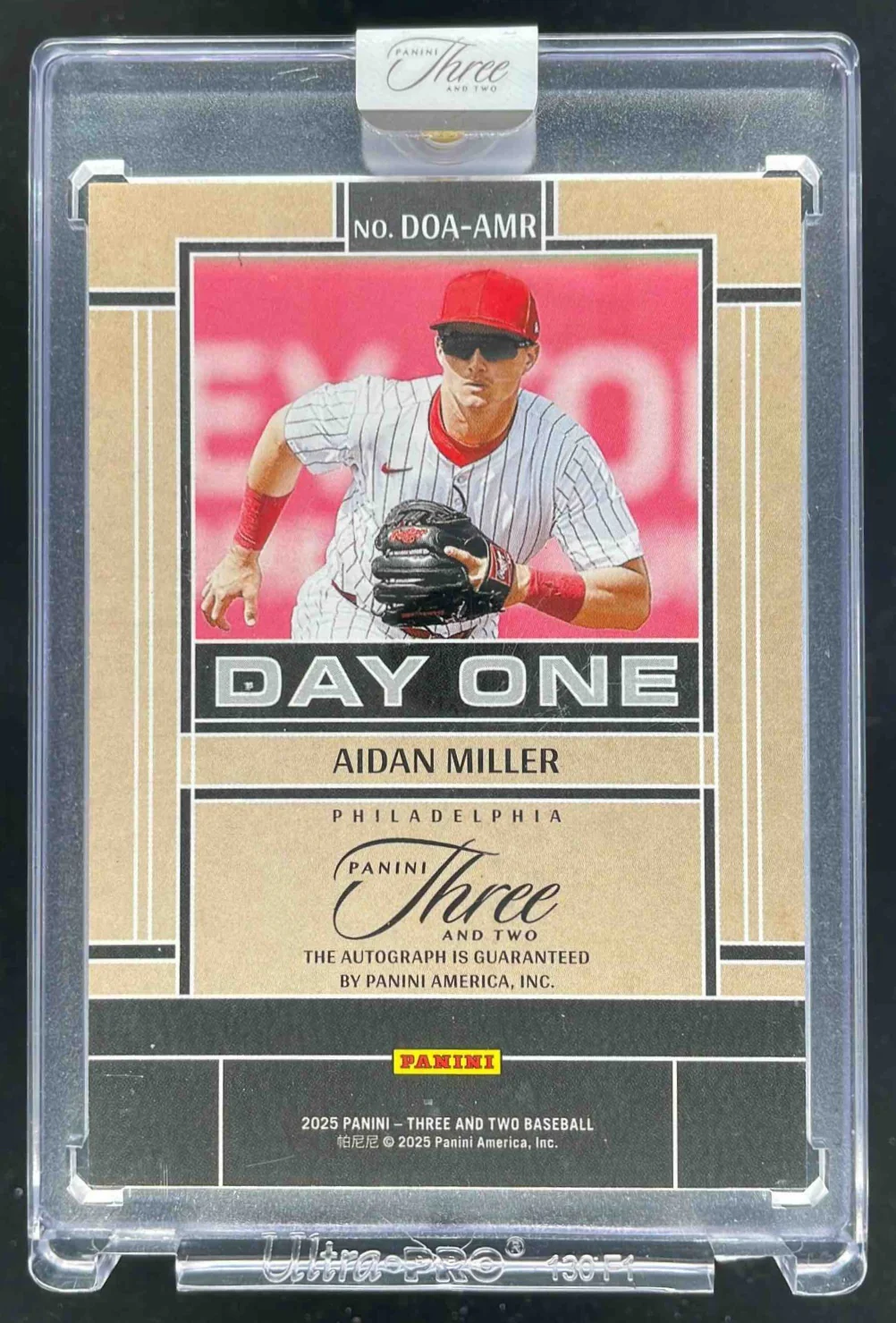 2025 Panini Three and Two Day One Autographs Holo Gold #25 Aidan Miller Auto /10 - Image 2