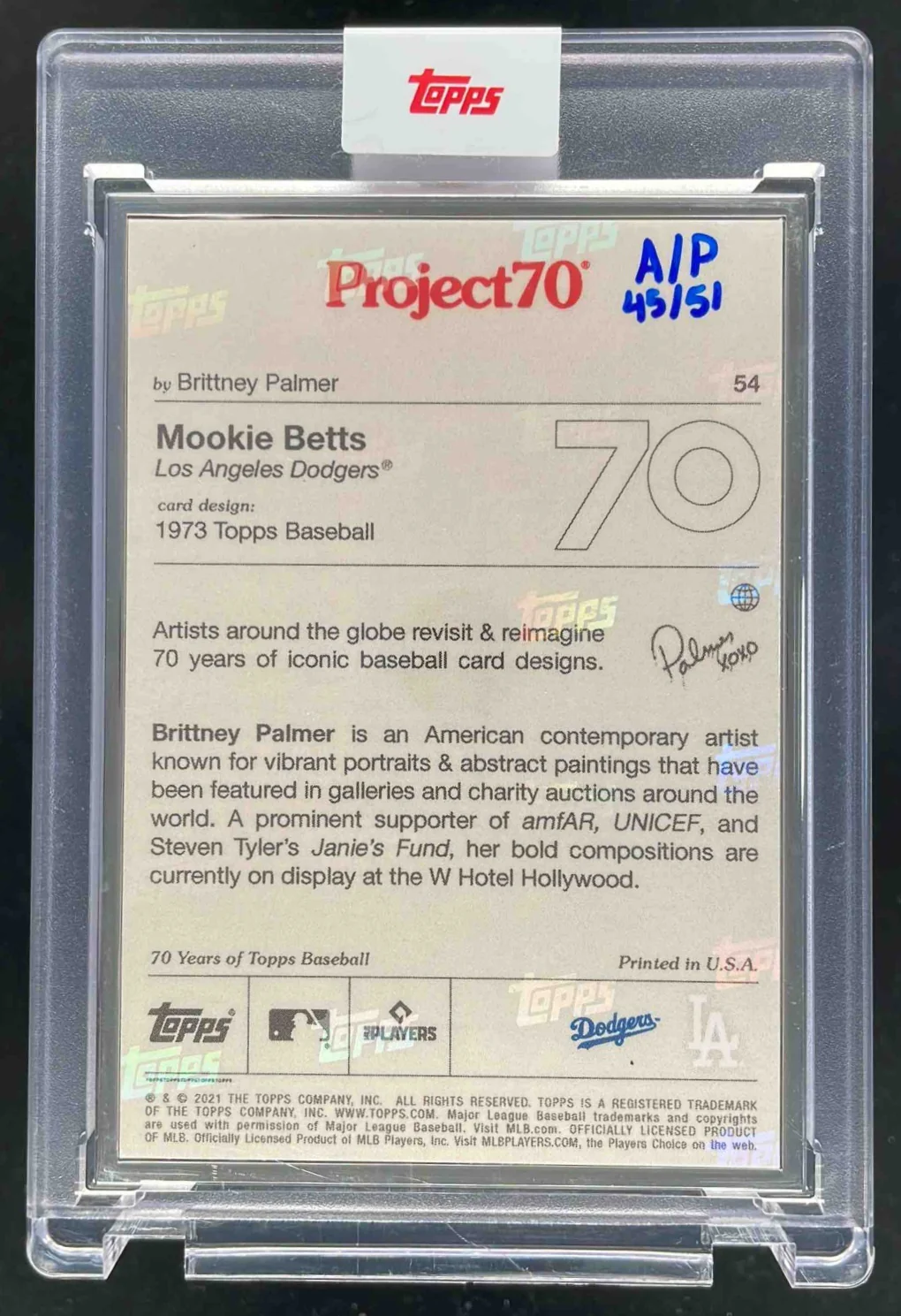 2021 Topps Project70 Artist Proof Silver Frame #54 Mookie Betts /51 - Image 2