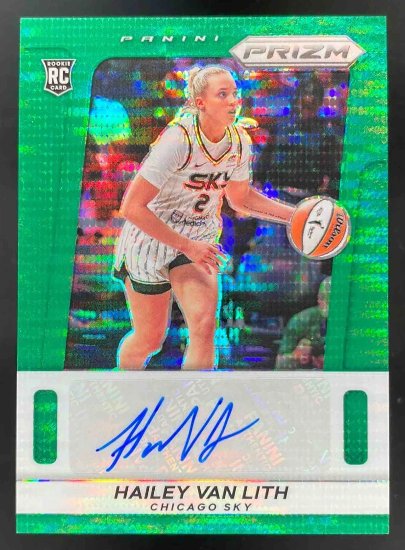 2025 WNBA Prizm Throwback Green Pulsar Prizm #TB-HVL Hailey Van Lith Auto /25