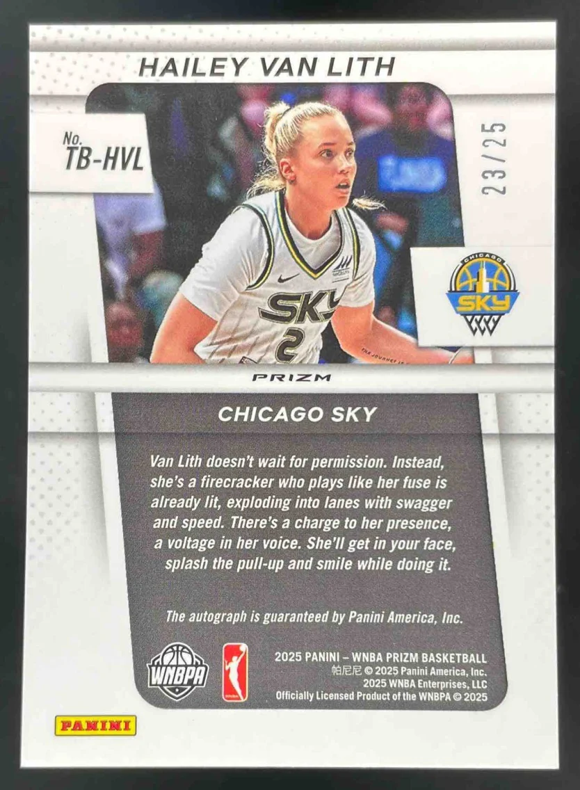 2025 WNBA Prizm Throwback Green Pulsar Prizm #TB-HVL Hailey Van Lith Auto /25 - Image 2
