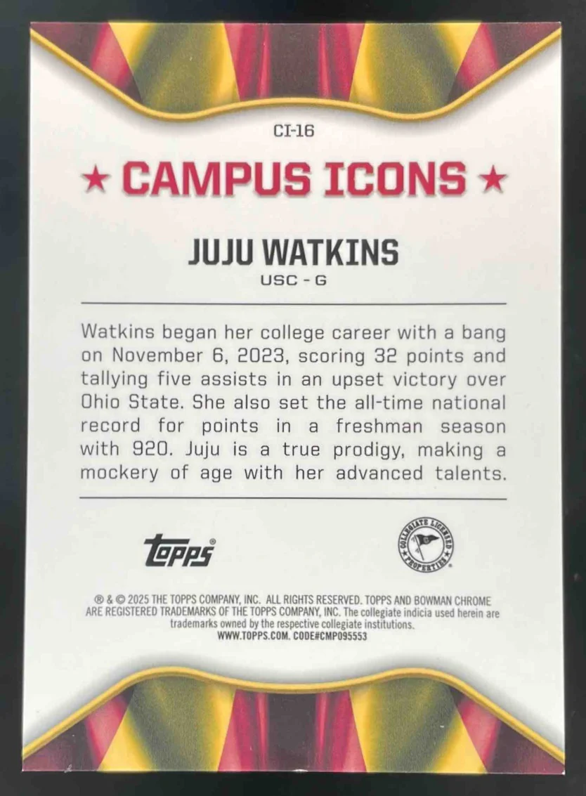 2024 Bowman University Chrome Campus Icons Black Gold Stealth Juju Watkins /24 - Image 2