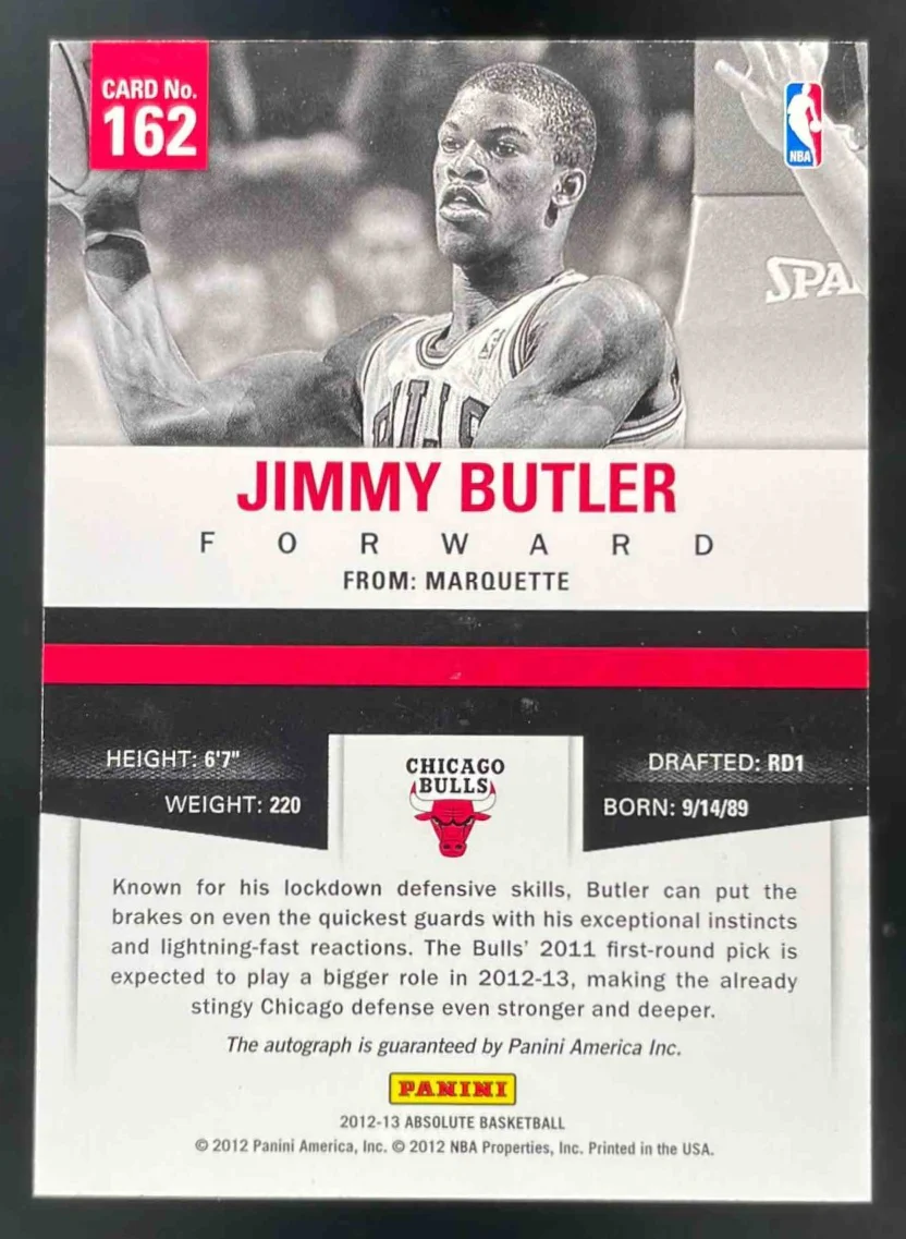 2012-13 Panini Absolute #162 Jimmy Butler RC Auto /299 - Image 2