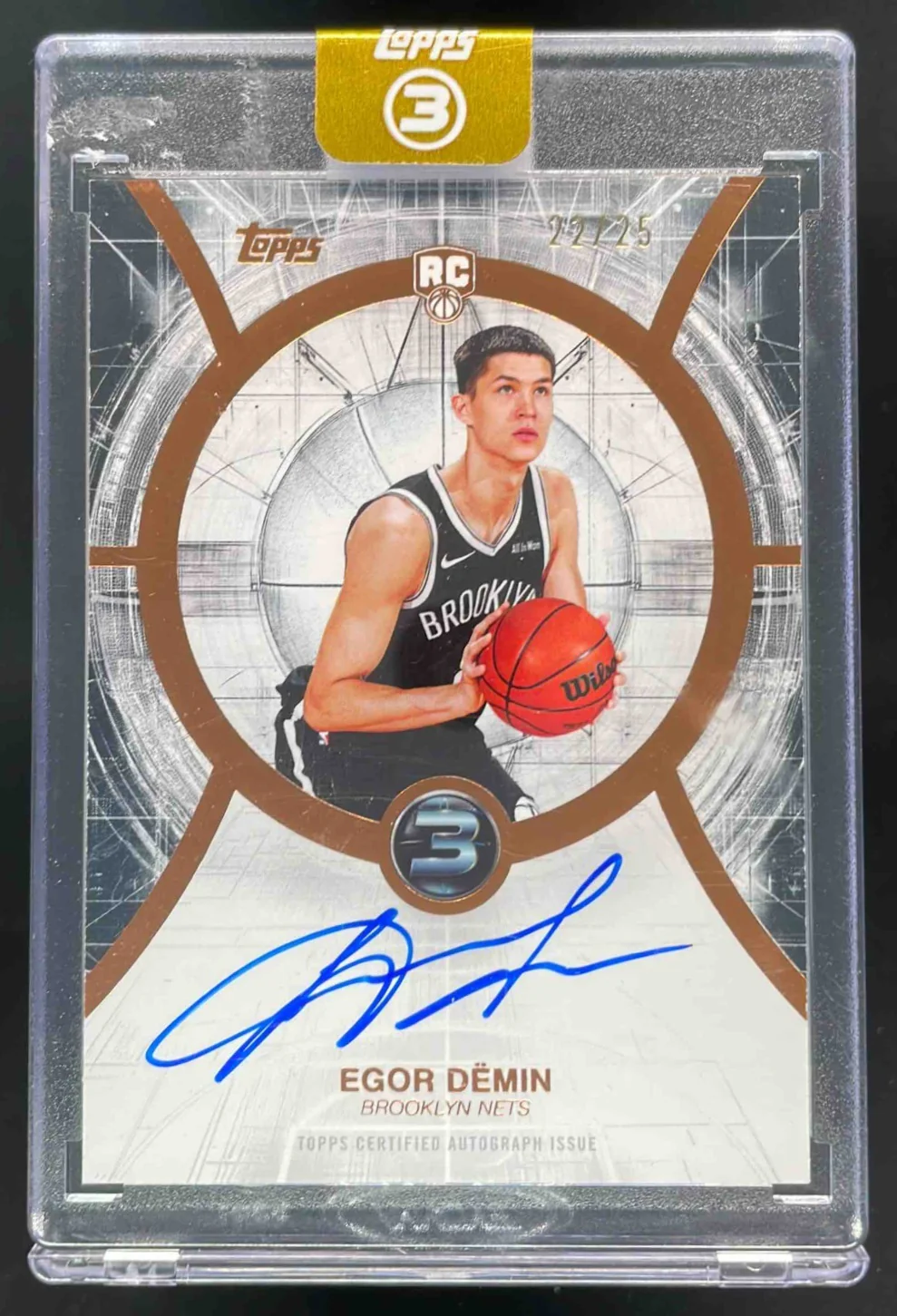 2025-26 Topps Three Rookie Autograph Bronze #RA-ED Egor Demin RC Auto /25