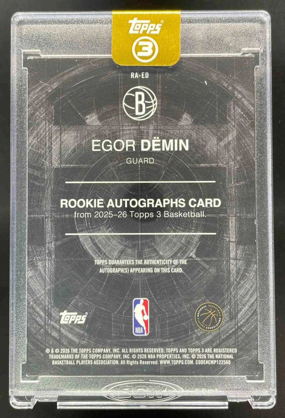 2025-26 Topps Three Rookie Autograph Bronze #RA-ED Egor Demin RC Auto /25 - Image 2