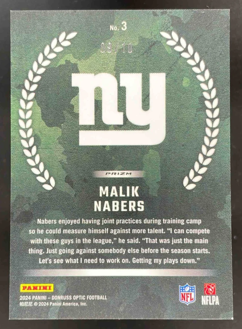 2024 Panini Donruss Optic Rookie Recruits Gold #3 Malik Nabers RC /10 - Image 2