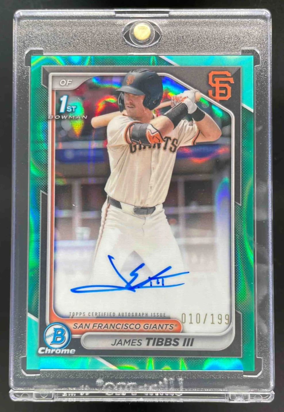 2024 Bowman Draft Chrome Aqua Lava #CPA-JT James Tibbs III RC Auto /199