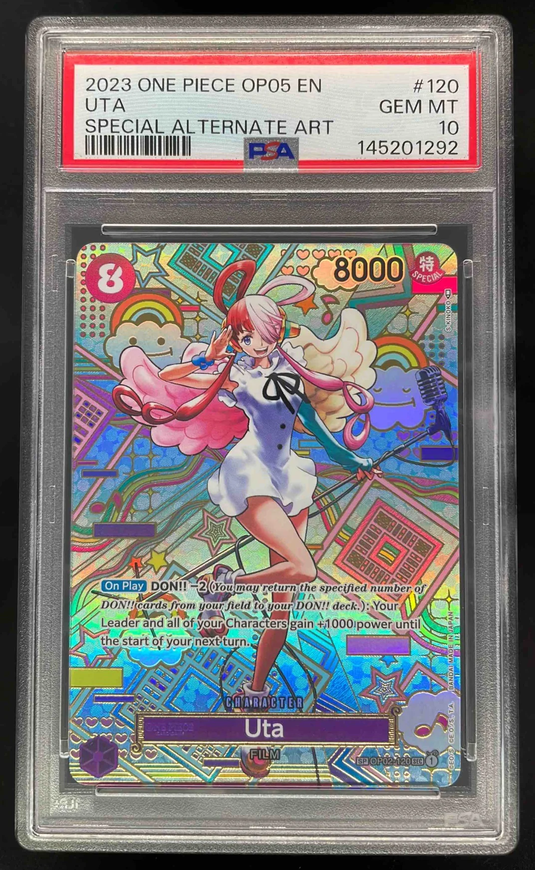 2023 One Piece OP05 EN #120 UTA Special Alternate Art PSA 10