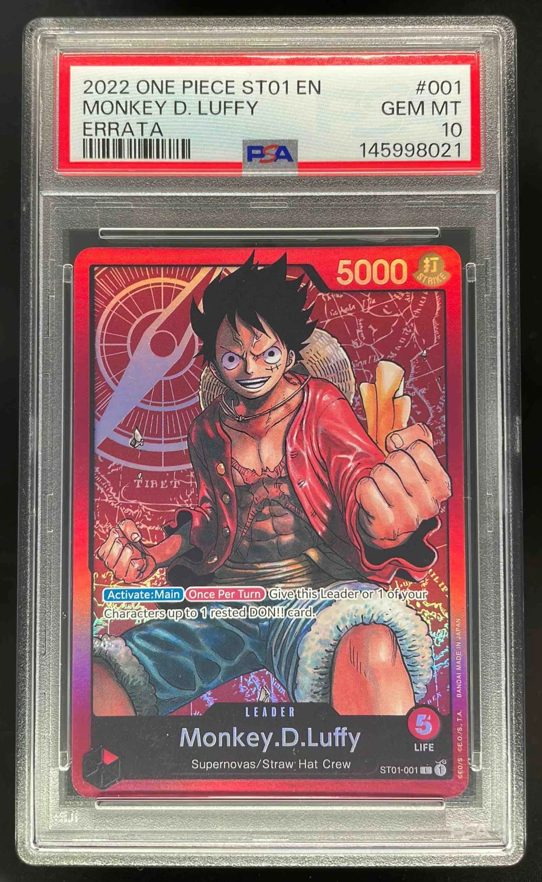 2022 One Piece ST01 EN #001 Monkey D Luffy Errata PSA 10