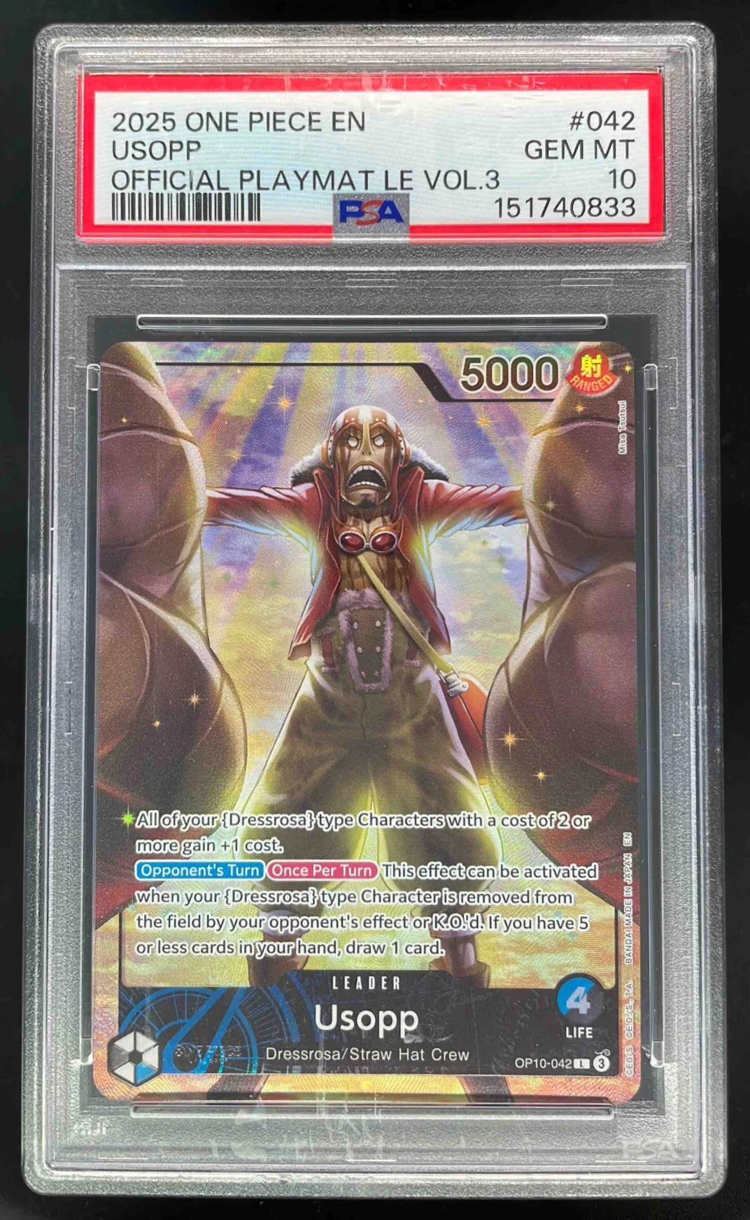 2025 One Piece EN Official Playmat LE Vol 3 #042 USOPP PSA 10