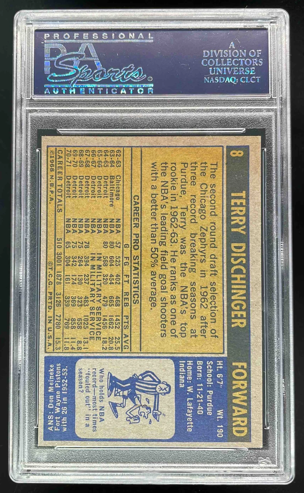 1971-72 Topps #8 Terry Dischinger PSA 8 - Image 2