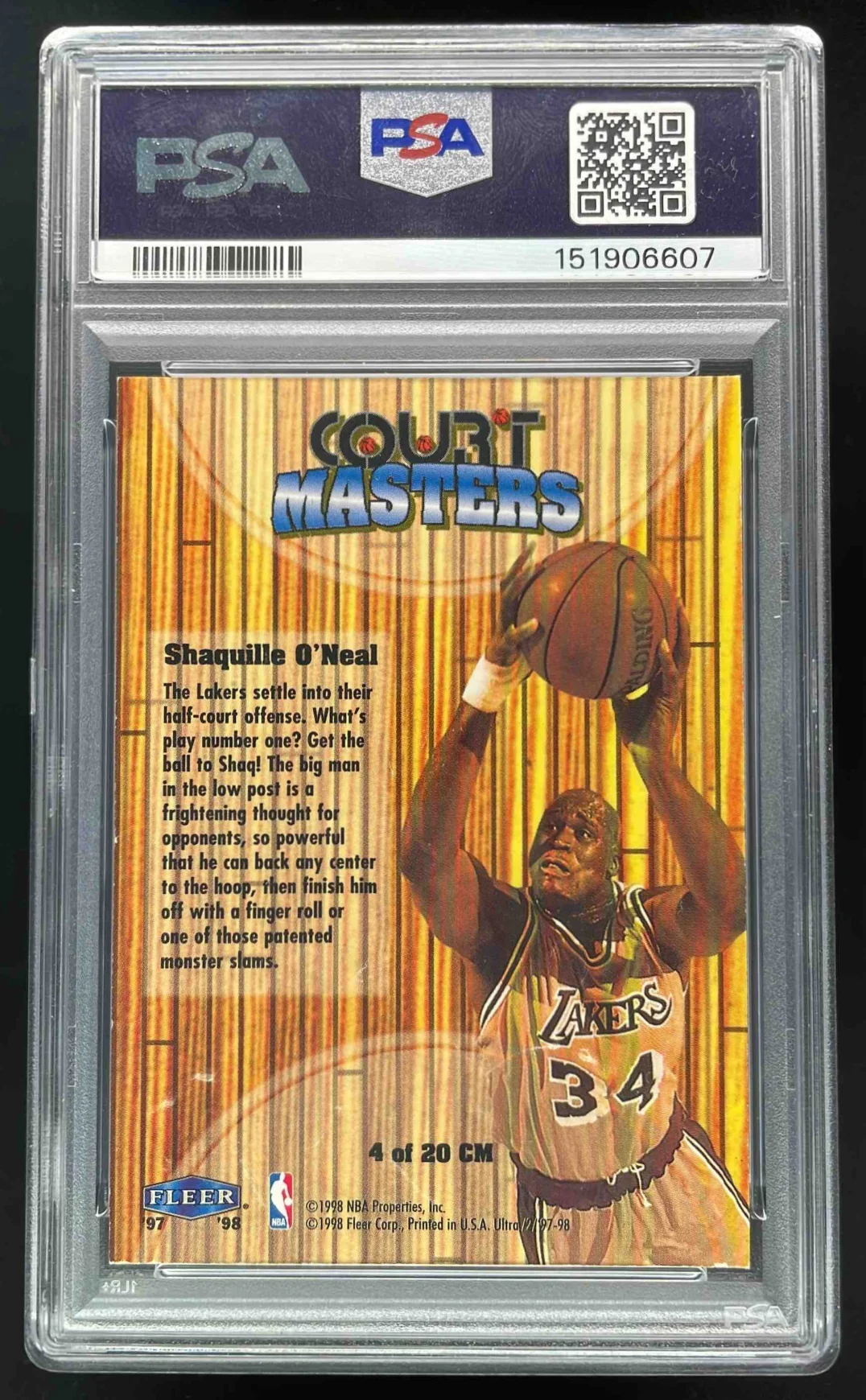 1997-98 Fleer Ultra Court Masters #4 CM Shaquille O'Neal PSA 7 - Image 2