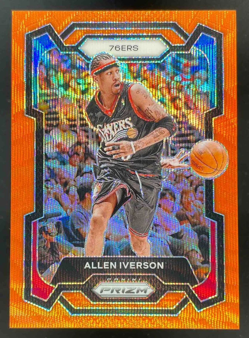 2023-24 Panini Prizm Prizms Orange Wave #184 Allen Iverson /60