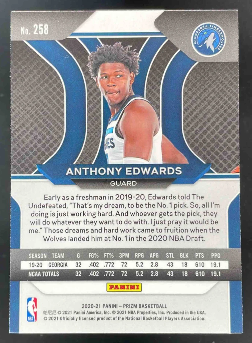 2020-21 Panini Prizm #258 Anthony Edwards RC - Image 2