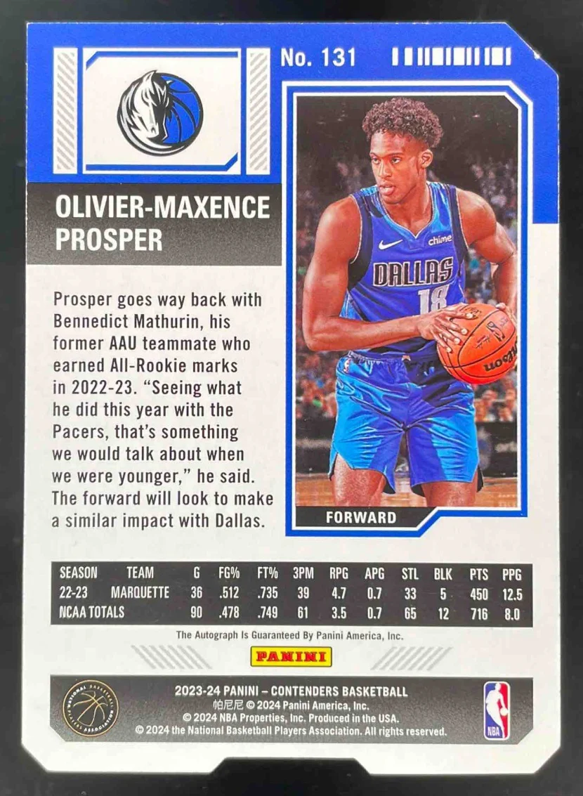 2023-24 Contenders Season Ticket Stub #131 Olivier-Maxence Prosper RC Auto /18 - Image 2