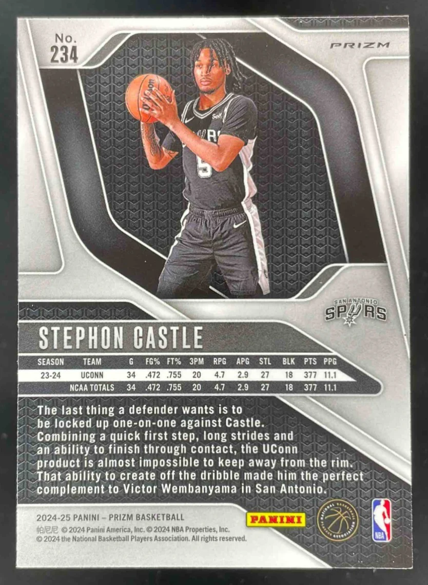 2024-25 Panini Prizm Silver Prizm #234 Stephon Castle RC - Image 2