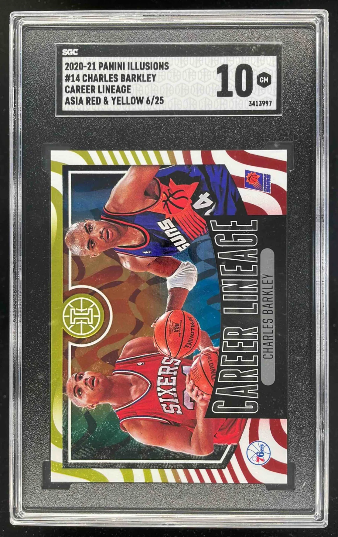 2020 Illusions Career Lineage Asia Red and Yellow #14 Charles Barkley /25 SGC 10