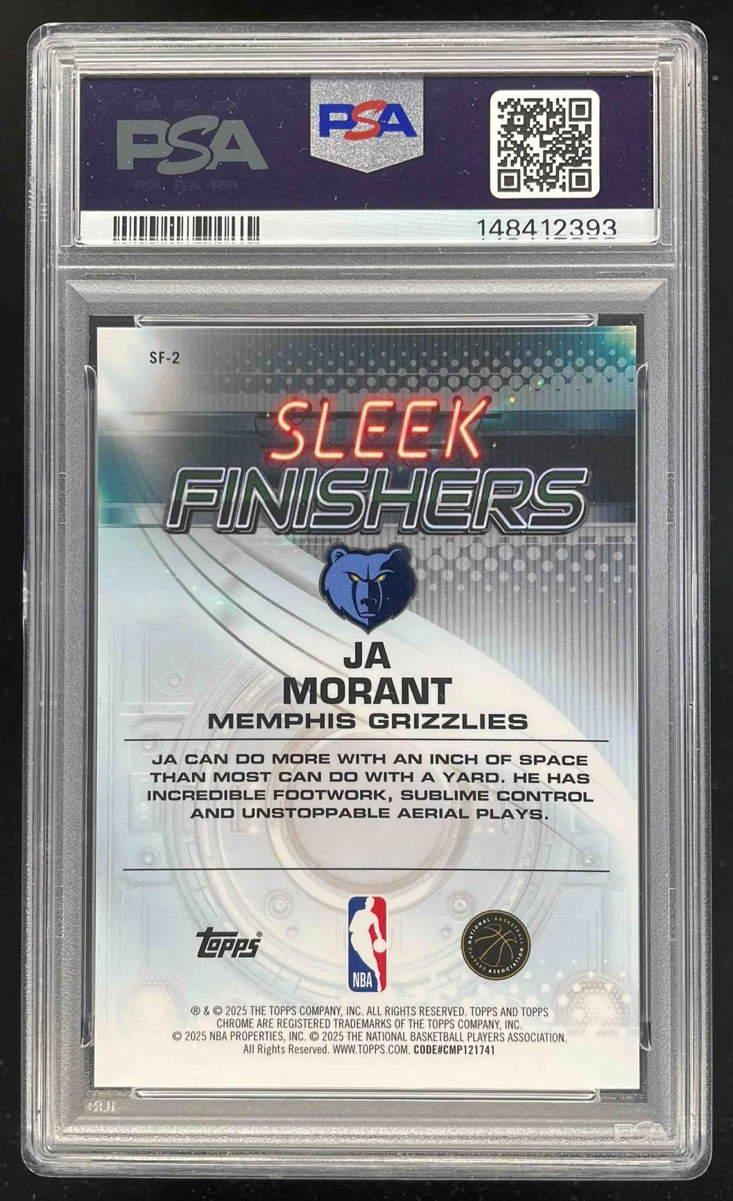2025-26 Topps Chrome Sleek Finishers Gold Refractor #SF-2 Ja Morant /50 PSA 10 - Image 2