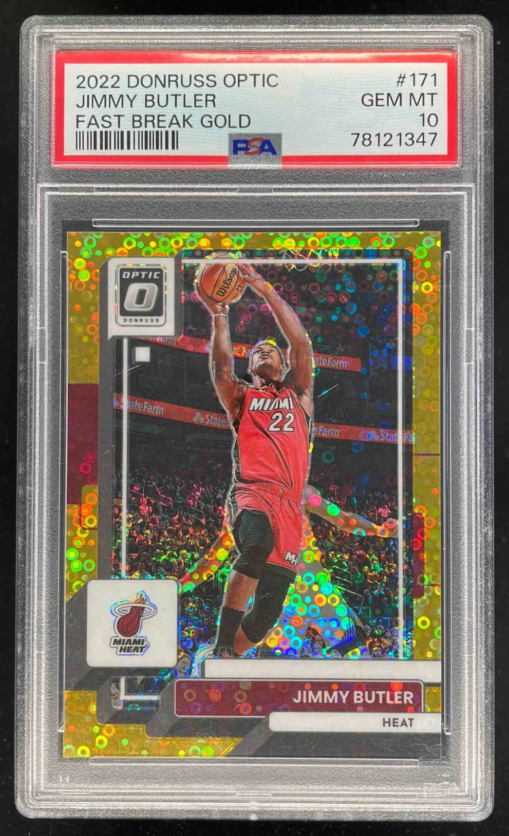 2022-23 Panini Donruss Optic Fast Break Gold #171 Jimmy Butler /10 PSA 10
