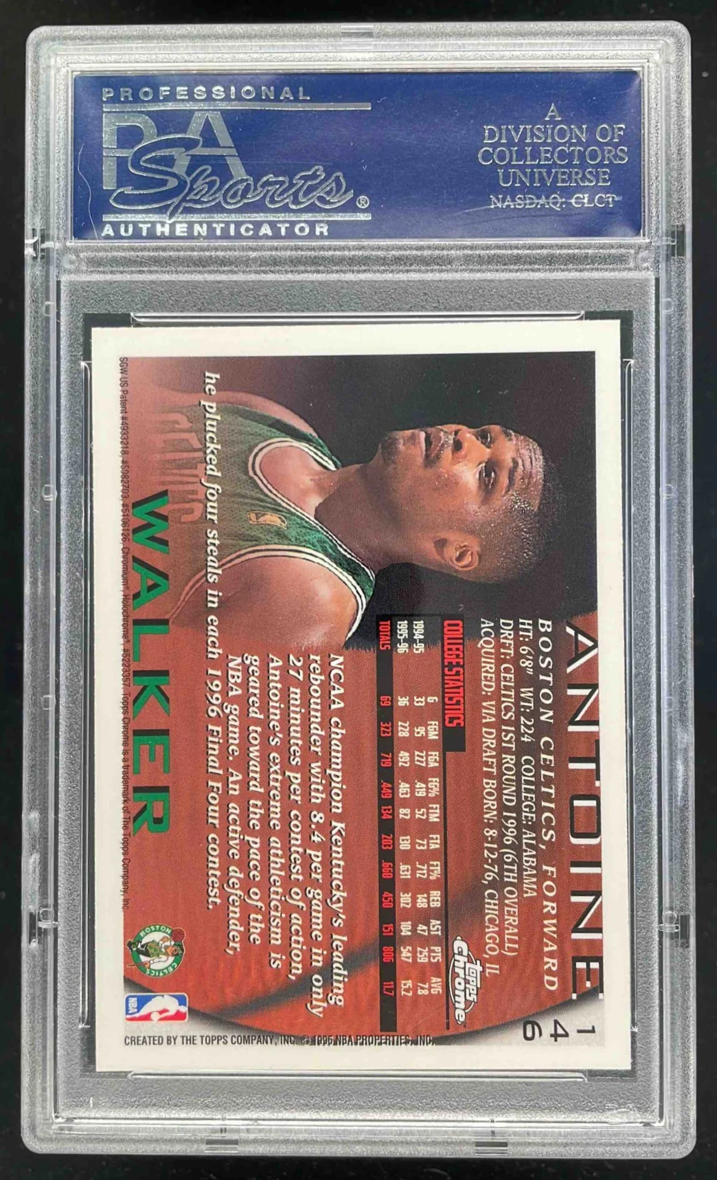 1996-97 Topps Chrome #146 Antoine Walker RC PSA 10 - Image 2