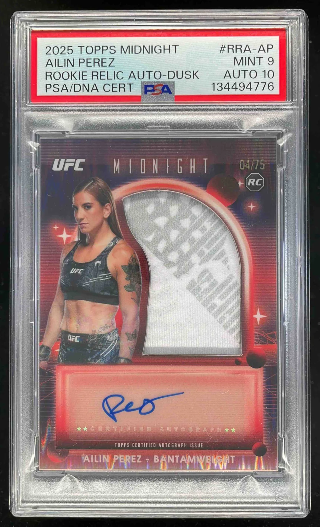 2025 Topps UFC Midnight Relic Dusk #RRA-AP Ailin Perez RC Auto /75 PSA 9