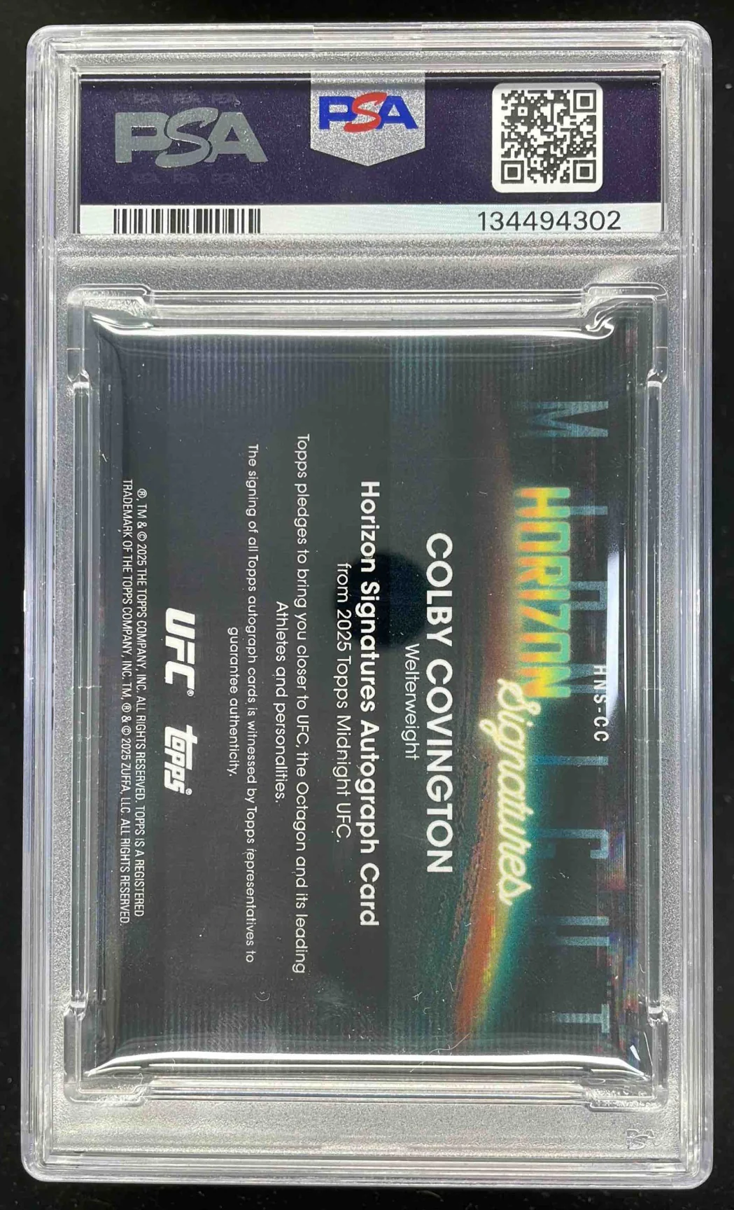 2025 Topps UFC Midnight Horizon Signatures #HNS-CC Colby Covington Auto PSA 10 - Image 2