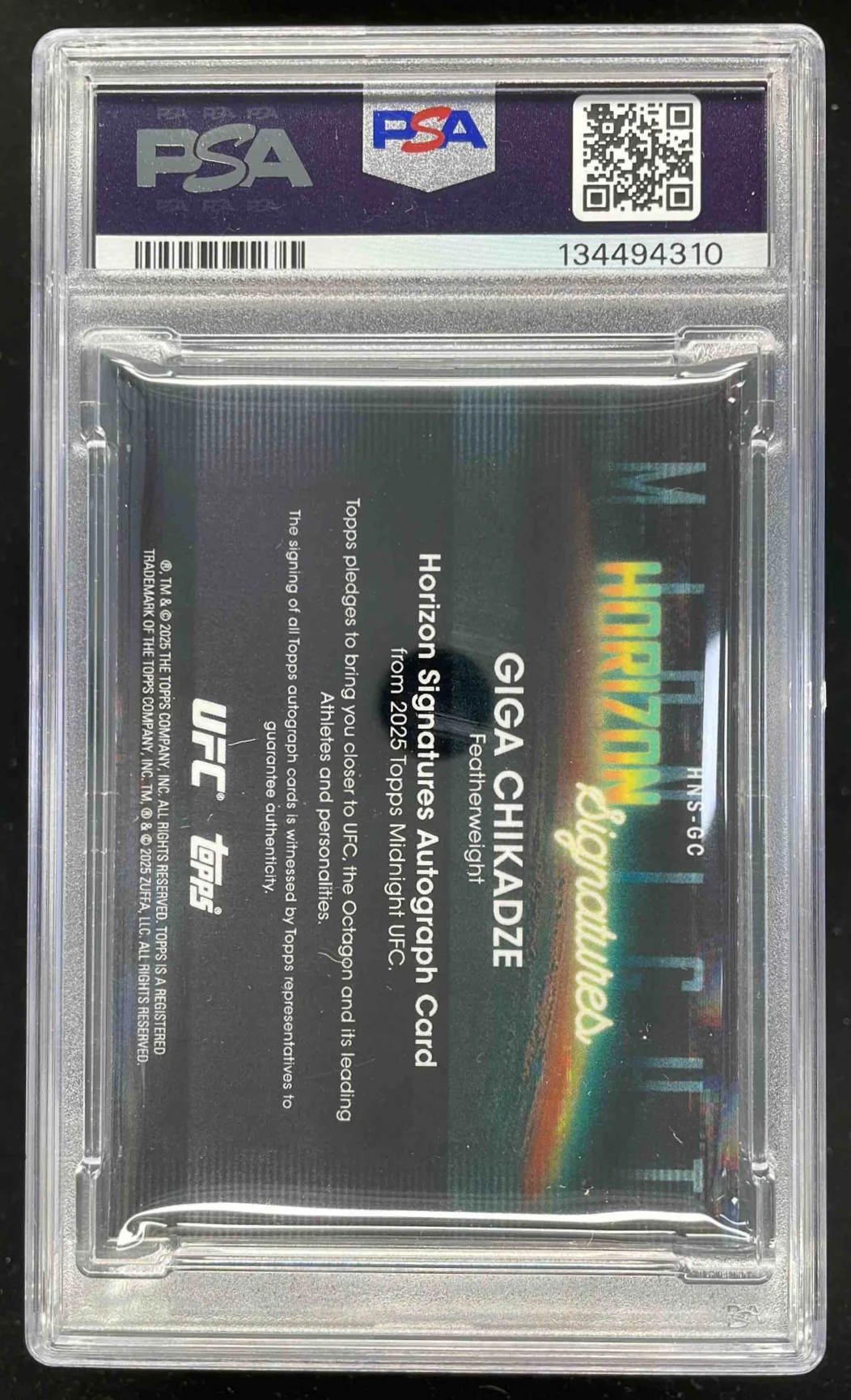 2025 Topps UFC Midnight Horizon Signatures #HNS-GC Giga Chikadze Auto PSA 9 - Image 2